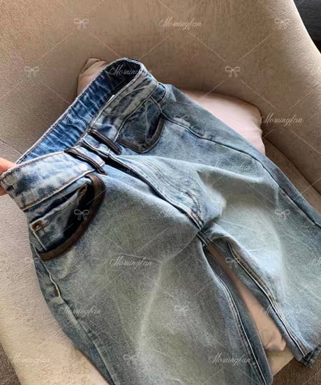 Piping Chemical Washed Denim  Pants