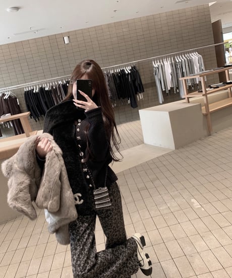Flower Pattern Denim Pants【Black】