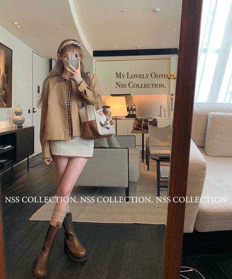 Check Lapel Jacket Coat