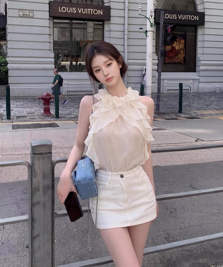 Frill Halter neck Chiffon Blouse