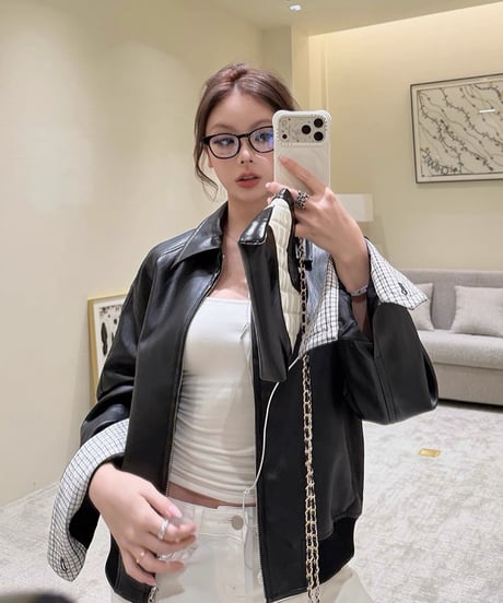 Classic Check Leather Jacket
