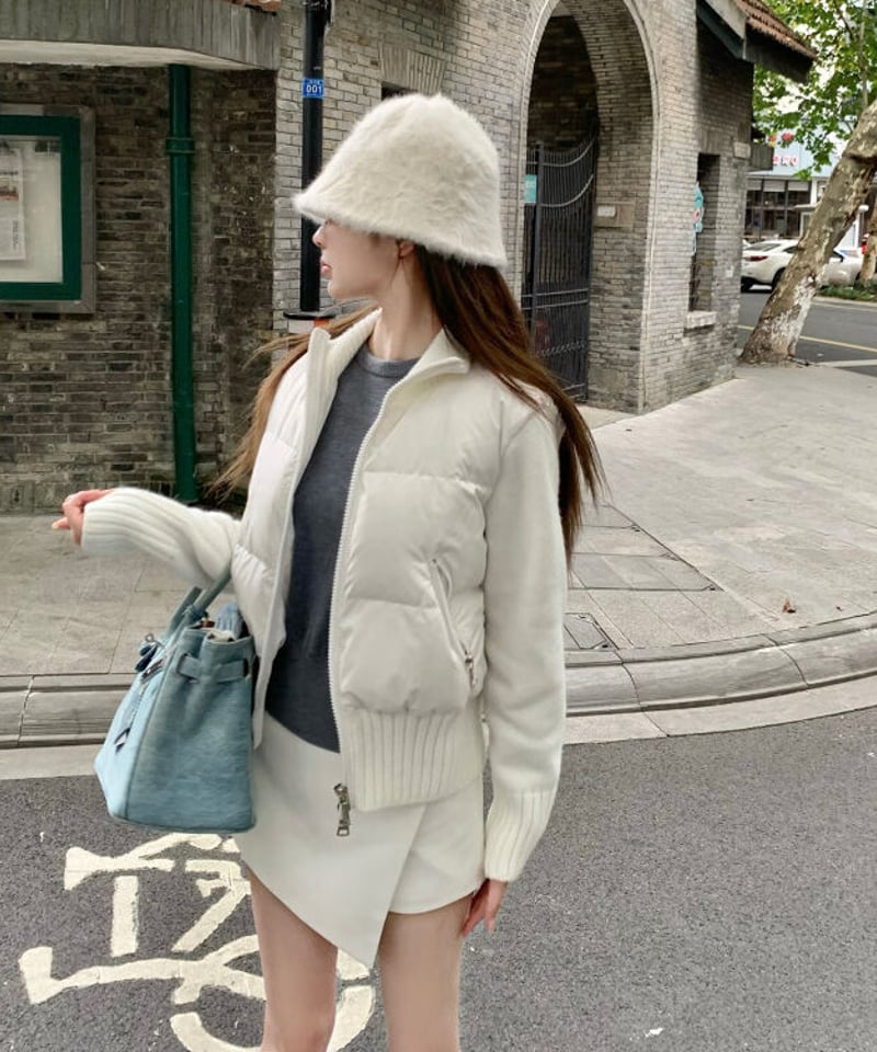 White Knit Down Jaket【ホワイトダッグダウン90%使用】 | glance