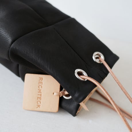 tile lantan bag  「手のりサイズの２way巾着バック」black