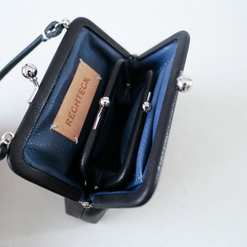 clasp purse「ハンドル付きがま口財布オヤコセット」black