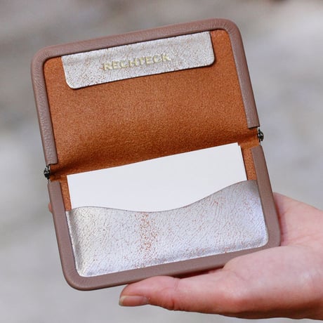 frame card case 「革巻きフレーム の名刺ケース」silver x rose gray