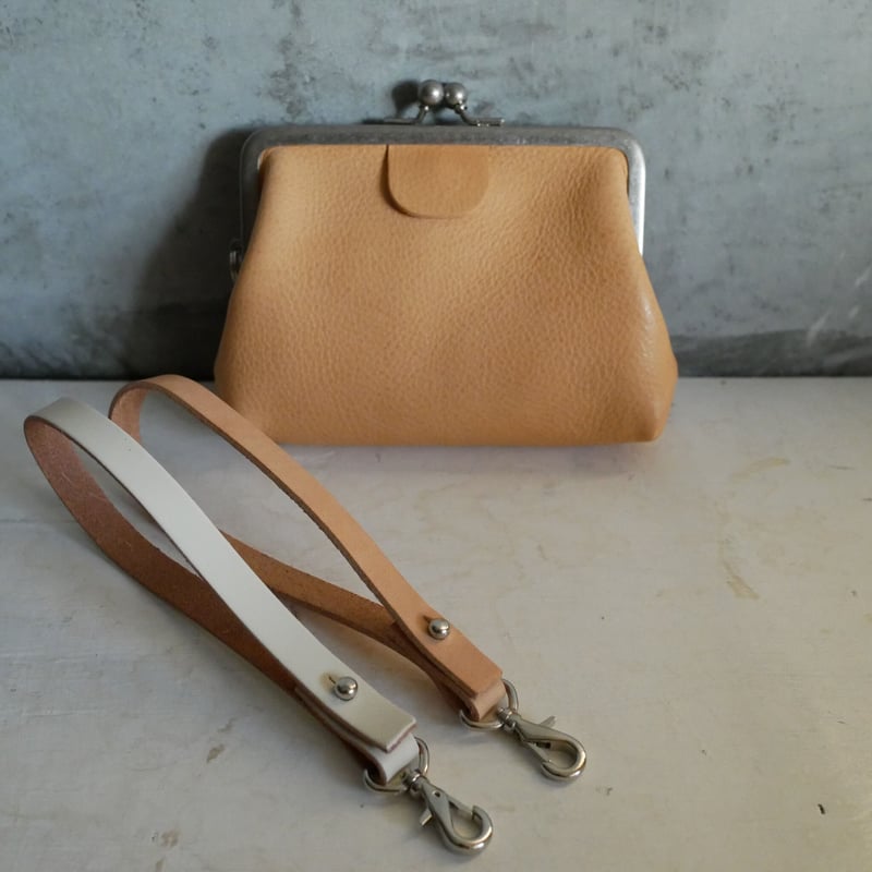 ストラップ付き親子がま口財布 ナチュラル | RECHTECK