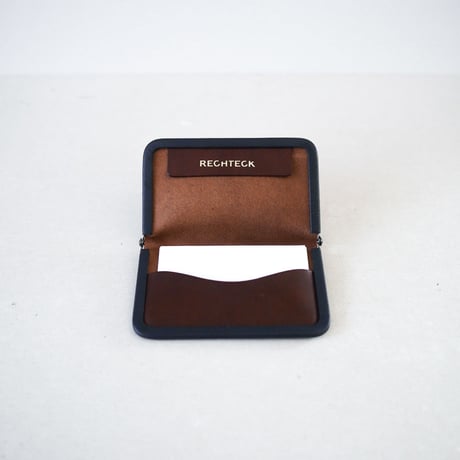 frame card case 「革巻きフレーム の名刺ケース」chocolate x navy