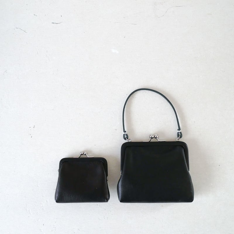 clasp purse「ハンドル付きがま口財布オヤコセット」black