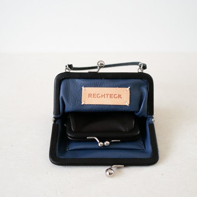 clasp purse「ハンドル付きがま口財布オヤコセット」black