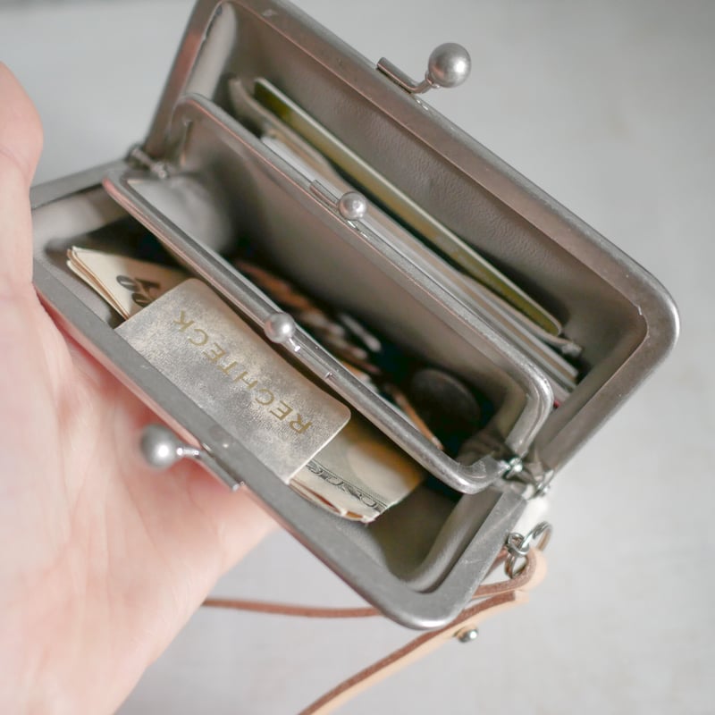 お値下げ　フランス アンティーク マザーオブパール エンジェル　がま口 財布 ストラップ付き親子がま口財布 シルバー | RECHTECK