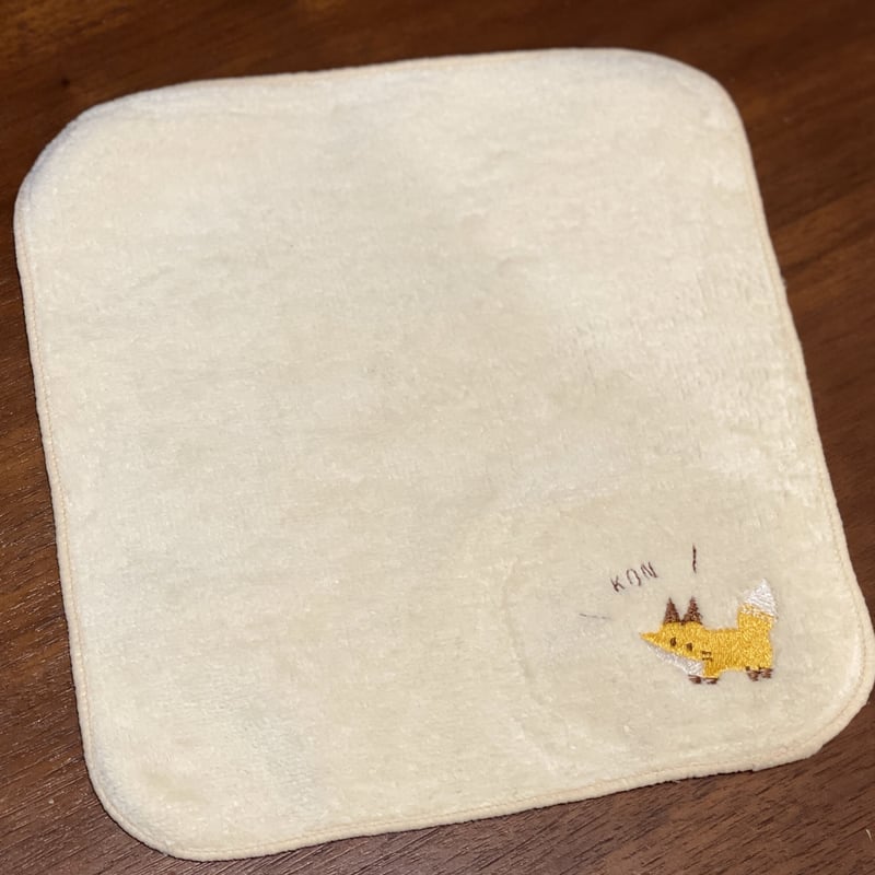 刺繍のきつねハンカチタオル | おきつね工房出張所
