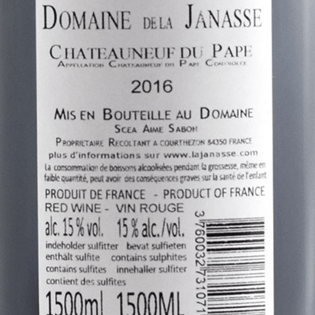 【マグナムボトル】ドメーヌ ド ラ ジャナス シャトーヌフ デュ パプ ルージュ Dom. de la Janasse Châteauneuf du Pape Rouge 2016