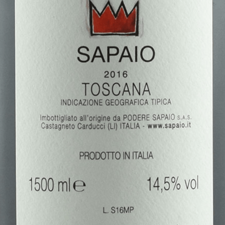 【マグナムボトル】ポデーレ・サパイオ・ボルゲリ スペリオーレ Podere Sapaio Bolgheri Superiore 2016