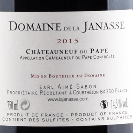 ドメーヌ ド ラ ジャナス シャトーヌフ デュ パプ ルージュ Dom. de la Janasse Châteauneuf du Pape Rouge 2015 (750ml)