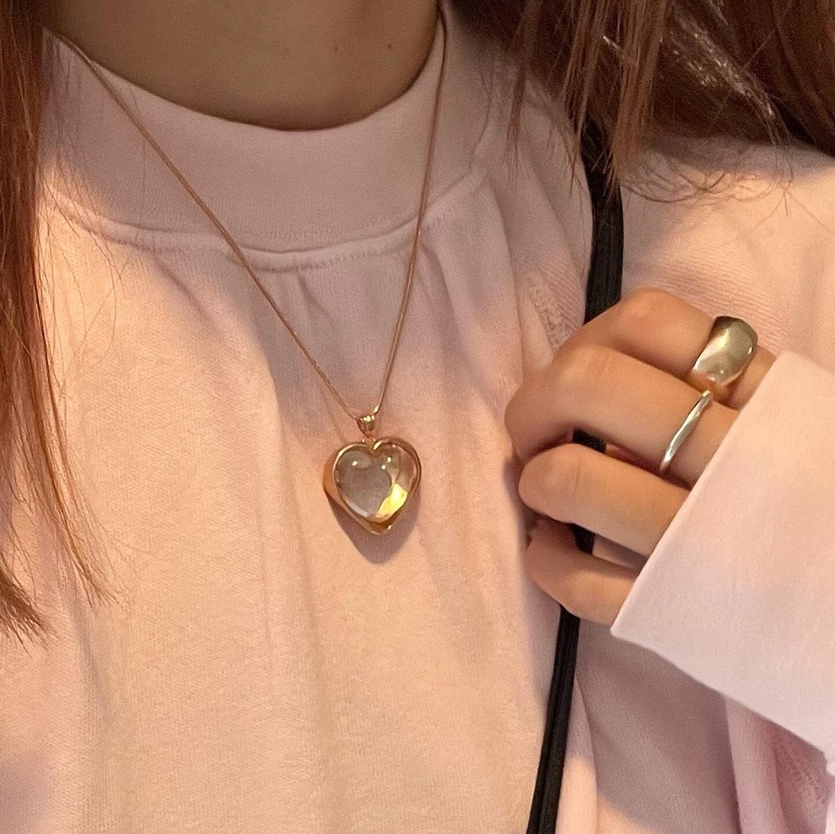 ✴️最高級✨ハイグレード✨スプリング✨ローズゴールド　ピアス　ネックレス別売り 316L grand heart pierce （大きめピアス/大ぶりピアス