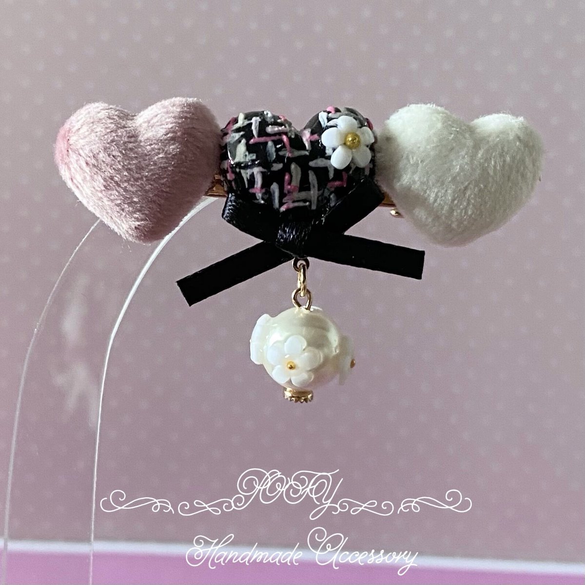 ピンクツイード♡ヘアクリップ | POFY