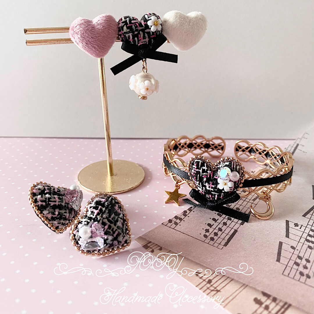 ピンクツイード♡ヘアクリップ | POFY