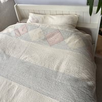 刺し子ベッドカバー ダイヤ｜39714