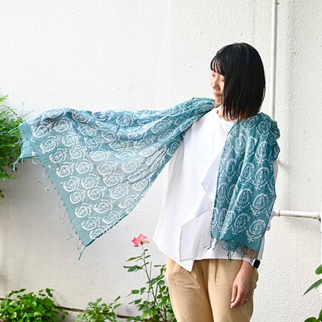 草木染めのかろやかバティックストール　ライトブルー | 31449