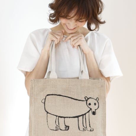 ジュートバッグ エイブルアート「しろくま」｜8370