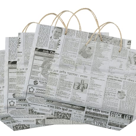 バングラデシュの新聞紙バッグ　2枚組 | 39137