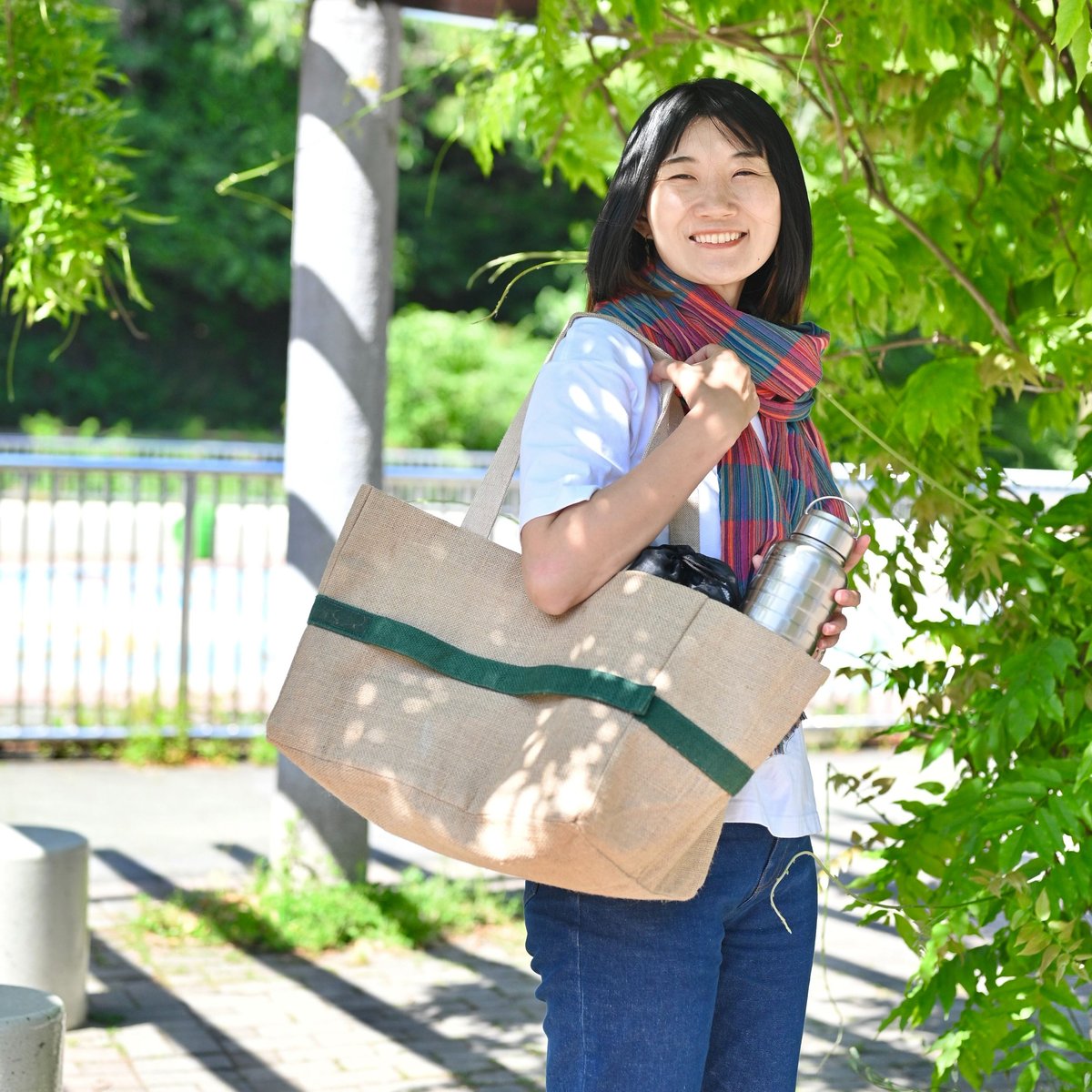 クレマ☆レジ袋型マイバッグ☆ハニーチューン☆ピクニックボーダー fit=scale-down,w=1200