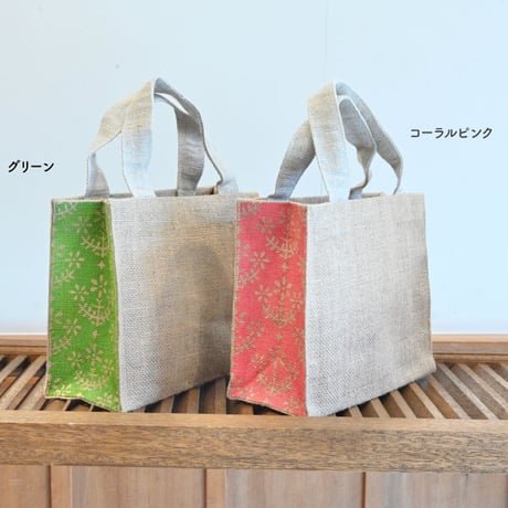 ジュートミニバッグ 星と花