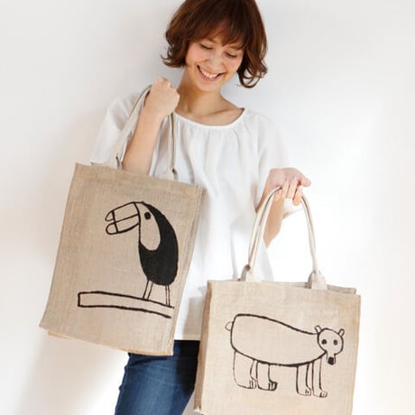 ジュートバッグ エイブルアート「オオハシ」｜8369
