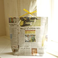 バングラデシュの新聞紙バッグ　3枚組｜38010