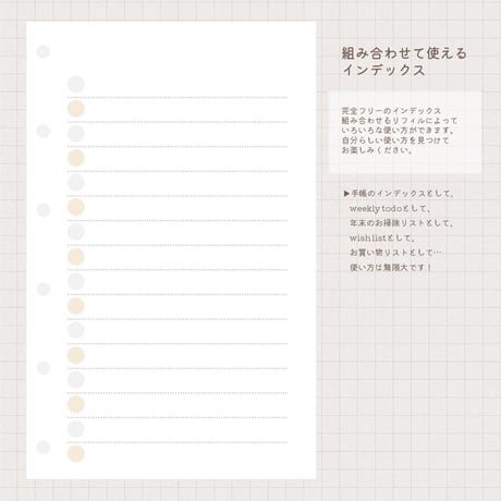 組み合わせて使えるインデックス（ミニ6サイズ）