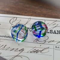 cb19◆2個◆チェコビーズ15x17mm　レインボーアイリスビーズ