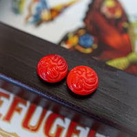 fe14◆2個◆西ドイツヴィンテージカボション9mm レッドドリルストーン