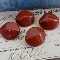 jh66◆4個◆西ドイツヴィンテージビーズ22x20mm フラットオーバル  ブラウン