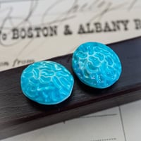 tt30◆2個◆西ドイツヴィンテージグラスビーズ15x12mm レアコインアクアビーズ