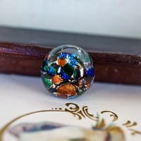 gk1◆1個◆オパールグラスカボション15mm　ブラックマルチ