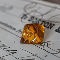 gk43◆1個◆チェコグラスカボション12mmピラミッド イエロートパーズ&ゴールド