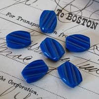 jh59◆6個◆西ドイツヴィンテージビーズ14x10mm フラットグルーヴ　ブルー