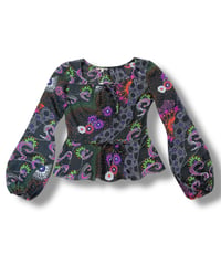 balloon sleeve sheer tops/3512