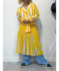 Yellow strip pleats dress/4413