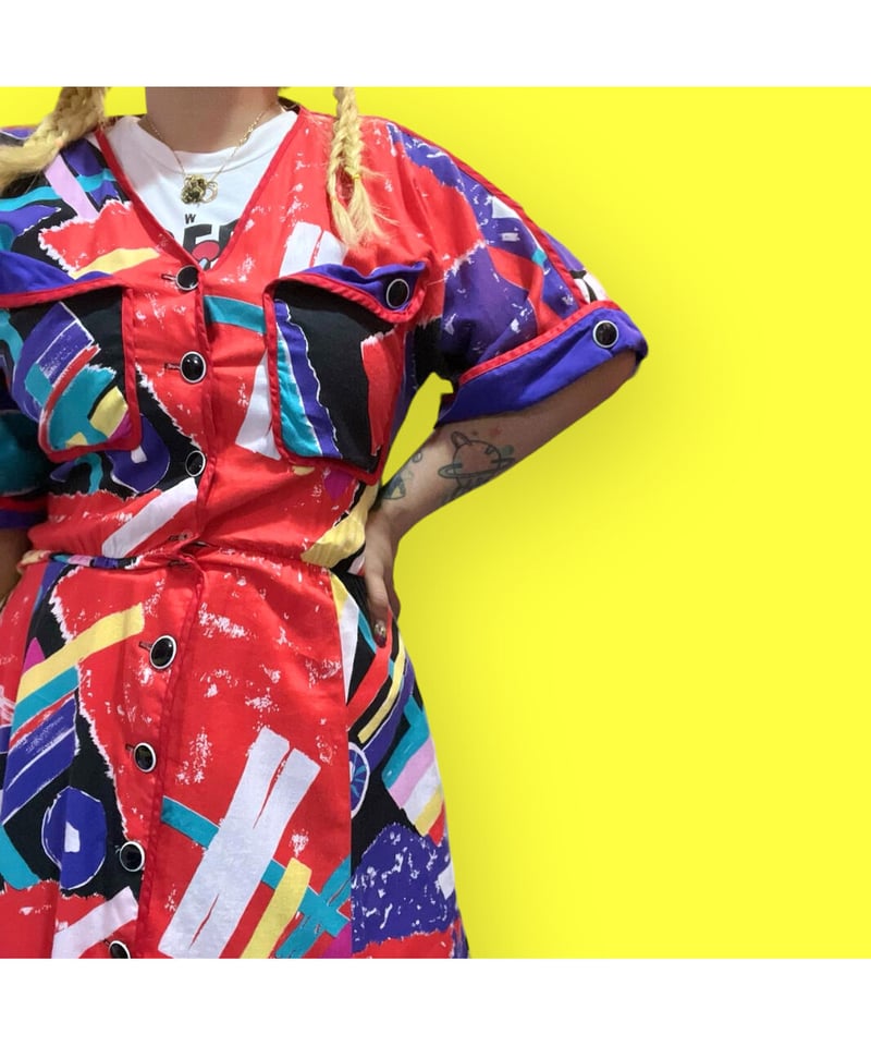 80's JEANNE MARC vintage dress/2185 | WARP webs