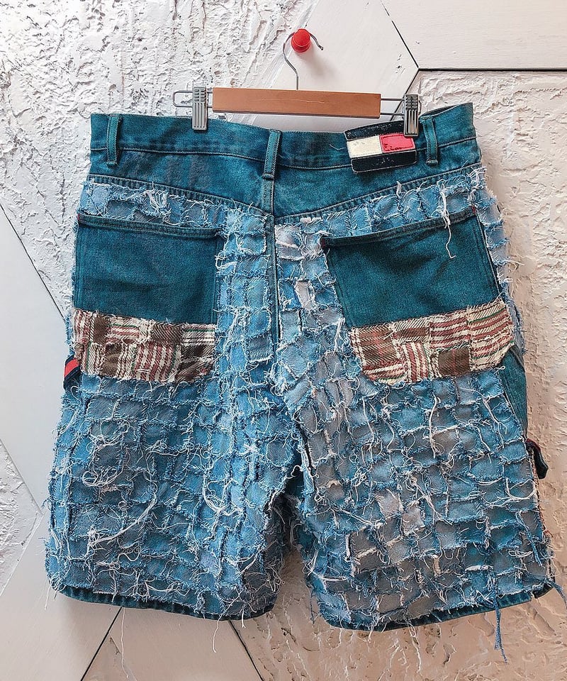 クラストパンツ ダメージ加工 パッチワーク ダメージ加工 クラッシュ パッチワーク[品番：RSCM0000857