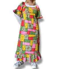 70's patchwork print dress/4242