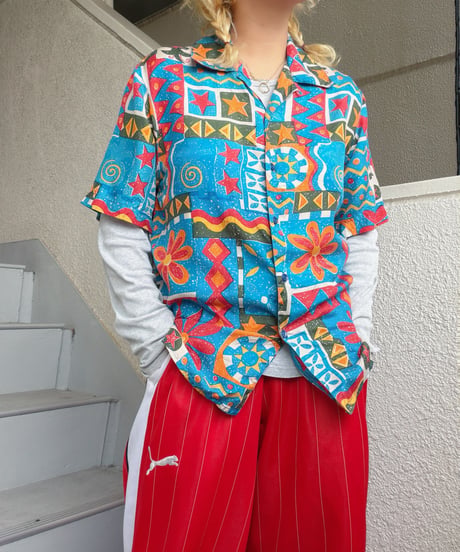 oriental design silk shirt/4459