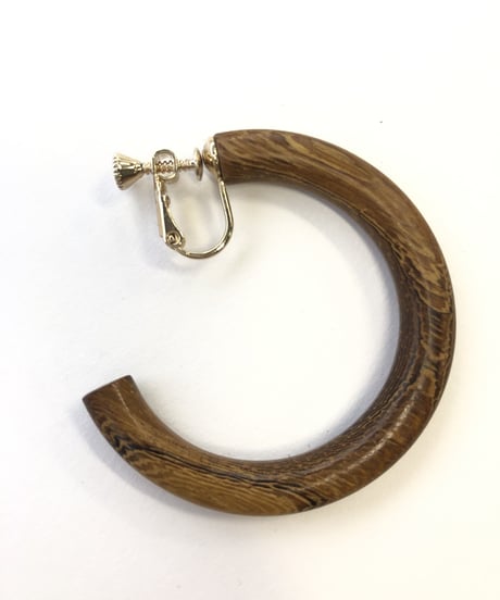 Wood Hoop Pierced Earrings〈20-910238〉