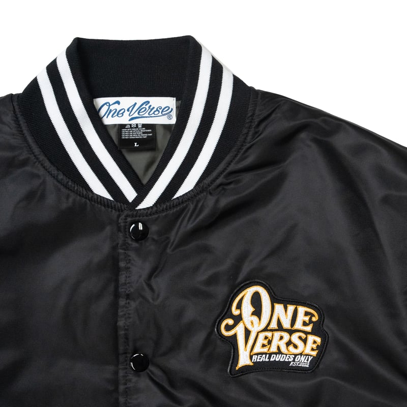 WAPPEN & EMBROIDERY NYLON STADIUM JKT 【BLACK】 |