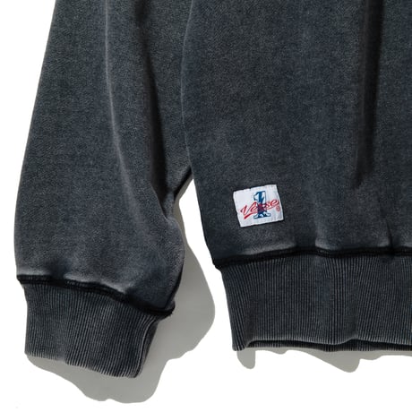 EMBROIDERY USED WASH CREW  SWEAT【BLACK】