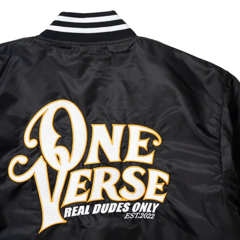 WAPPEN & EMBROIDERY NYLON STADIUM JKT 【BLACK】 |
