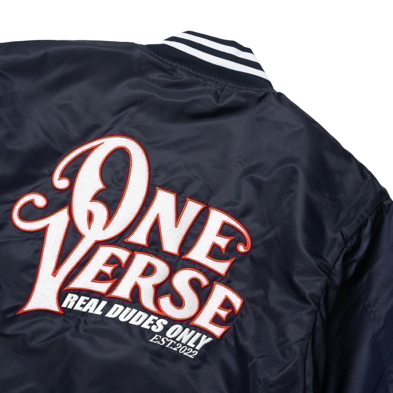 WAPPEN & EMBROIDERY NYLON STADIUM JKT 【NAVY】 |