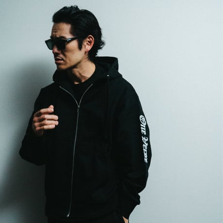 OLD LOGO EMBROIDERY SWEAT ZIP PARKA & PANTS SET UP 【BLACK】