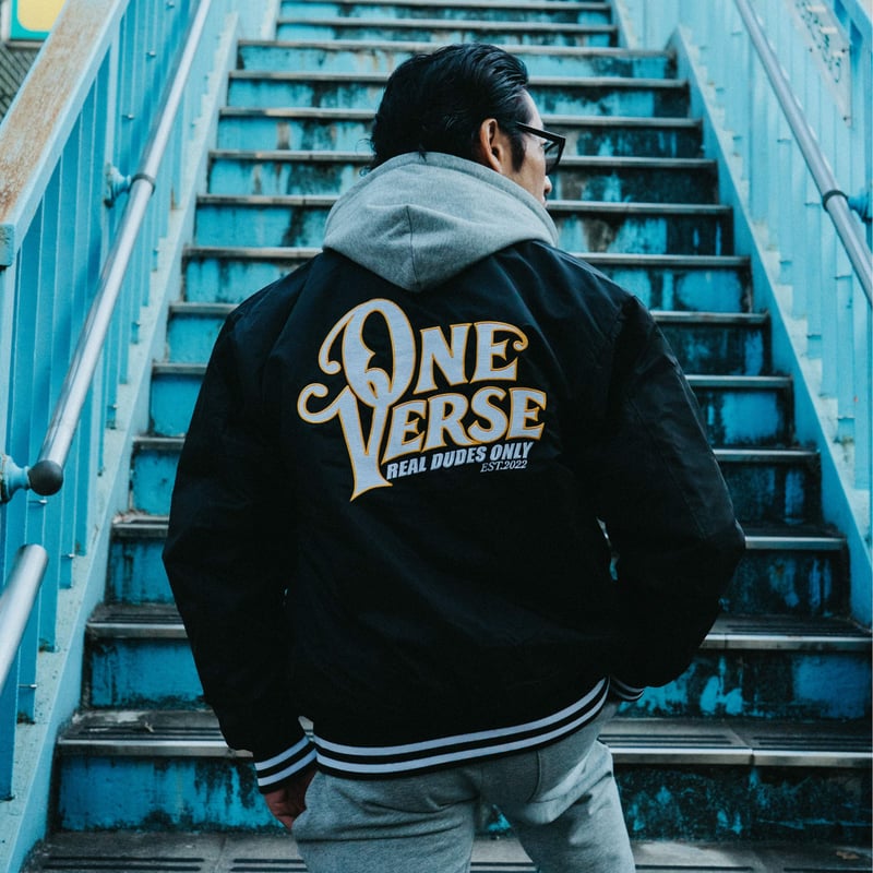 WAPPEN & EMBROIDERY NYLON STADIUM JKT 【BLACK】 |